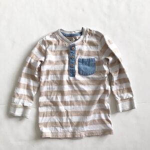 H&M cream/white stripe long sleeve top EUC 1.5-2Y